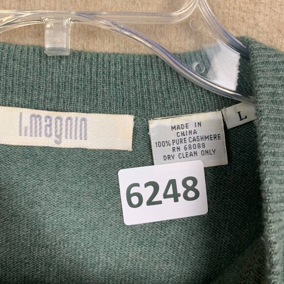 🚨SOLD🚨MAGNIN 100% Cashmere Men’s Size Large Green Crew Neck Pullover - Picture 4 of 12